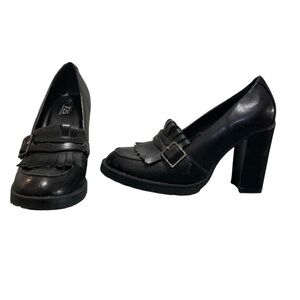 Vintage 725 Originals Black Chunky Heeled Loafers Size 9